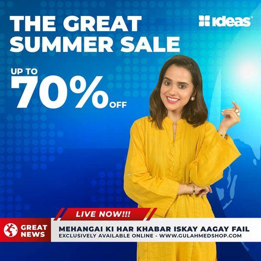 Gul Ahmed Ideas Summer Sale! Upto 70 off for limited time, started now